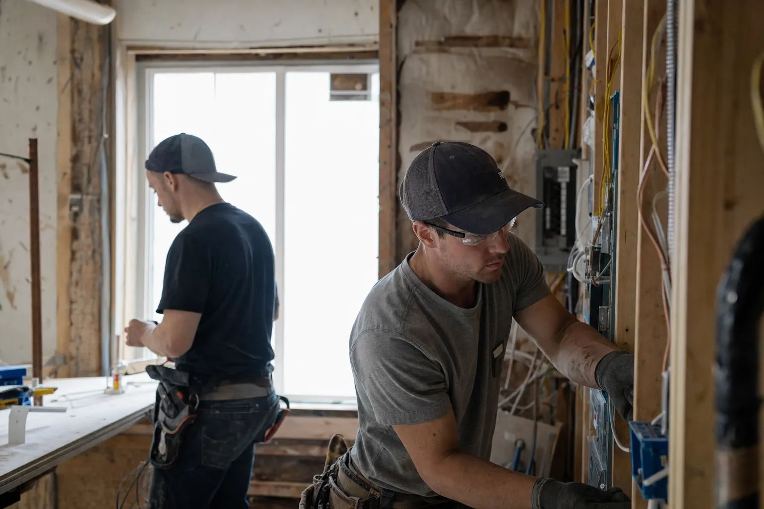 A skilled trades worker at work on a job site