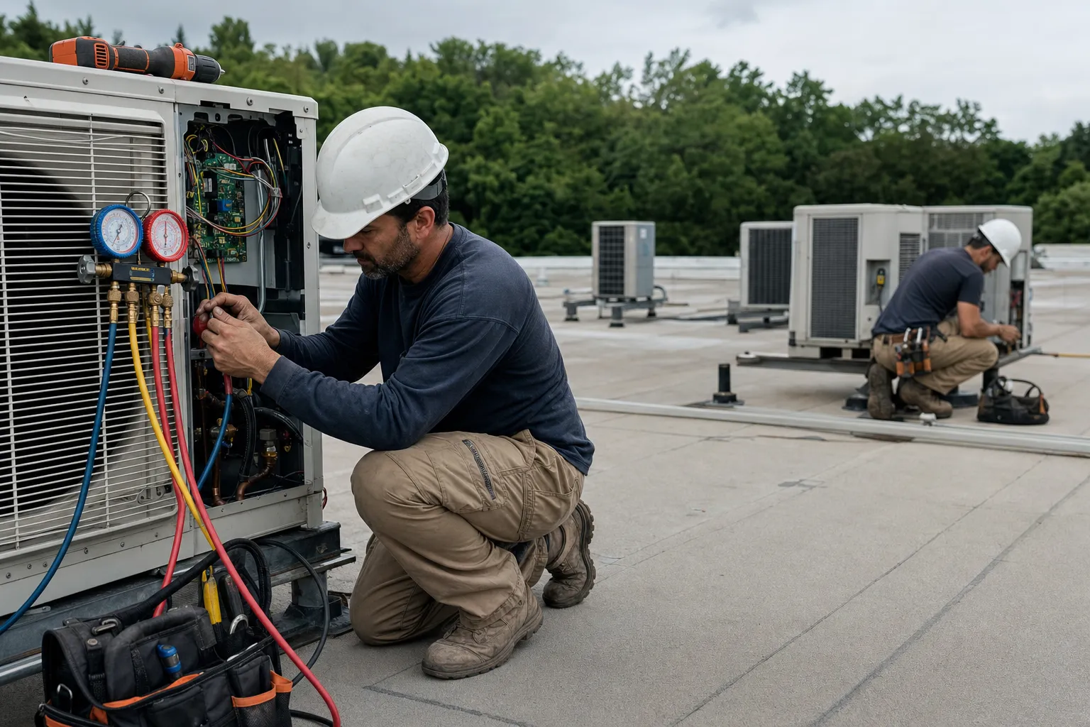 A skilled trades worker at work on a job site