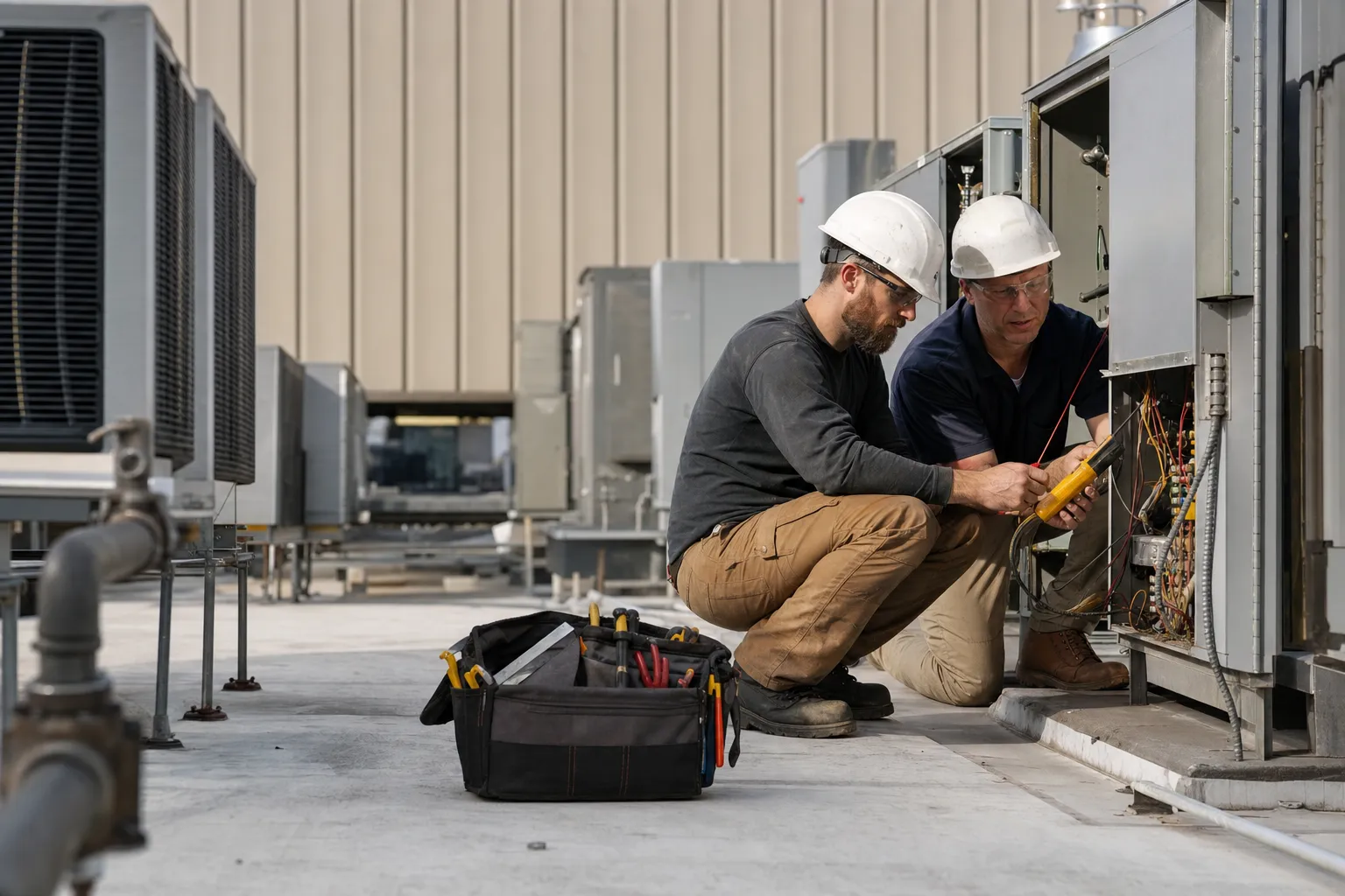 A skilled trades worker at work on a job site
