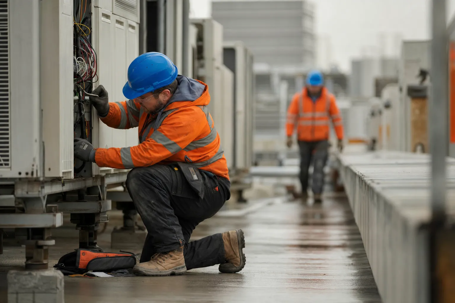 A skilled trades worker at work on a job site