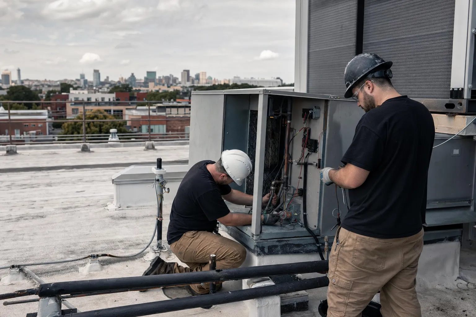A skilled trades worker at work on a job site