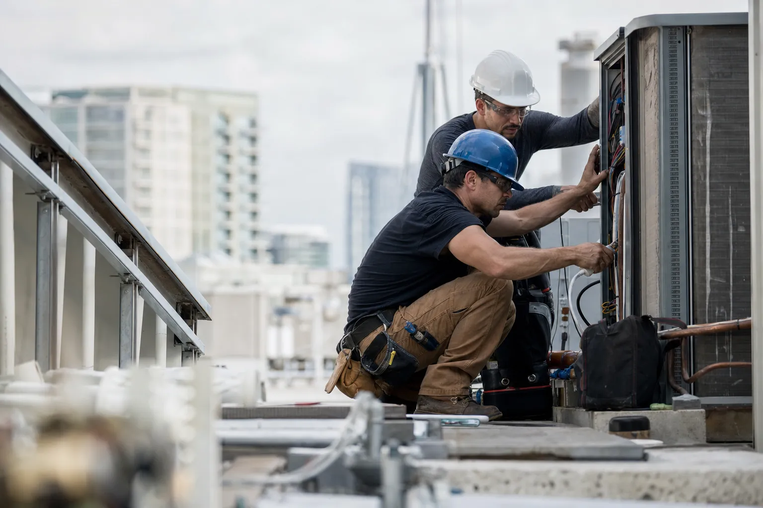 A skilled trades worker at work on a job site