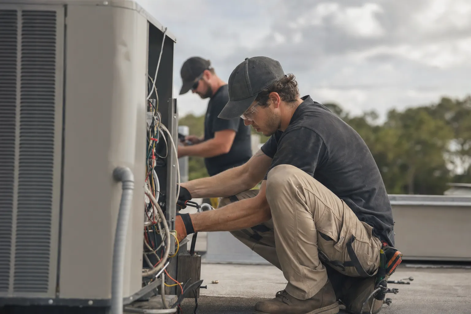 A skilled trades worker at work on a job site