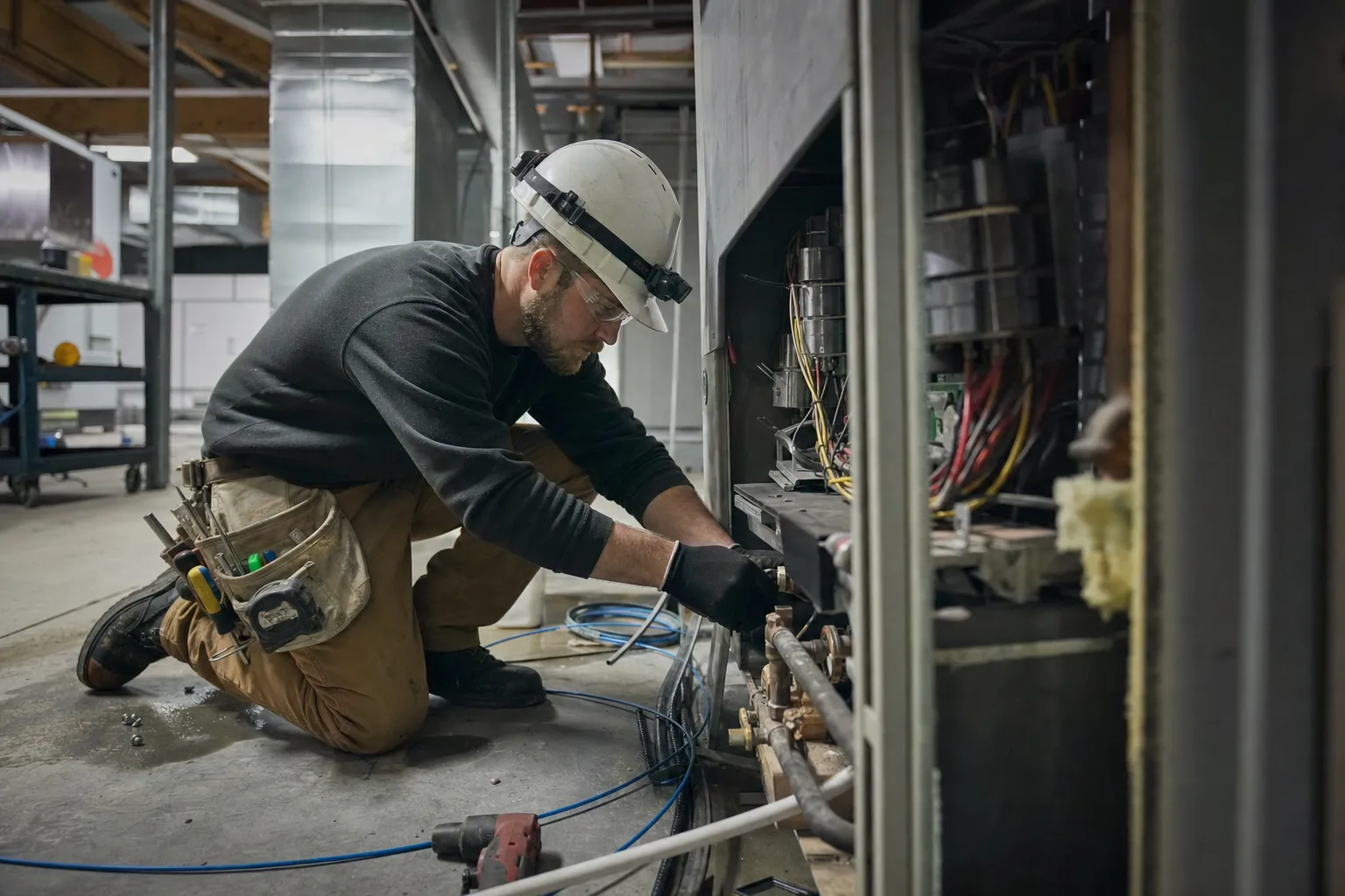 A skilled trades worker at work on a job site