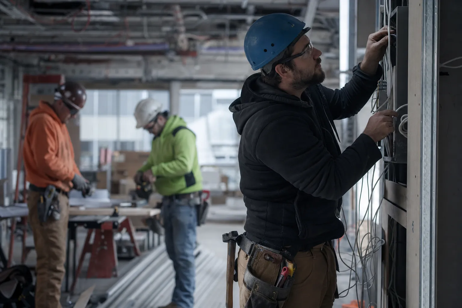 A skilled trades worker at work on a job site