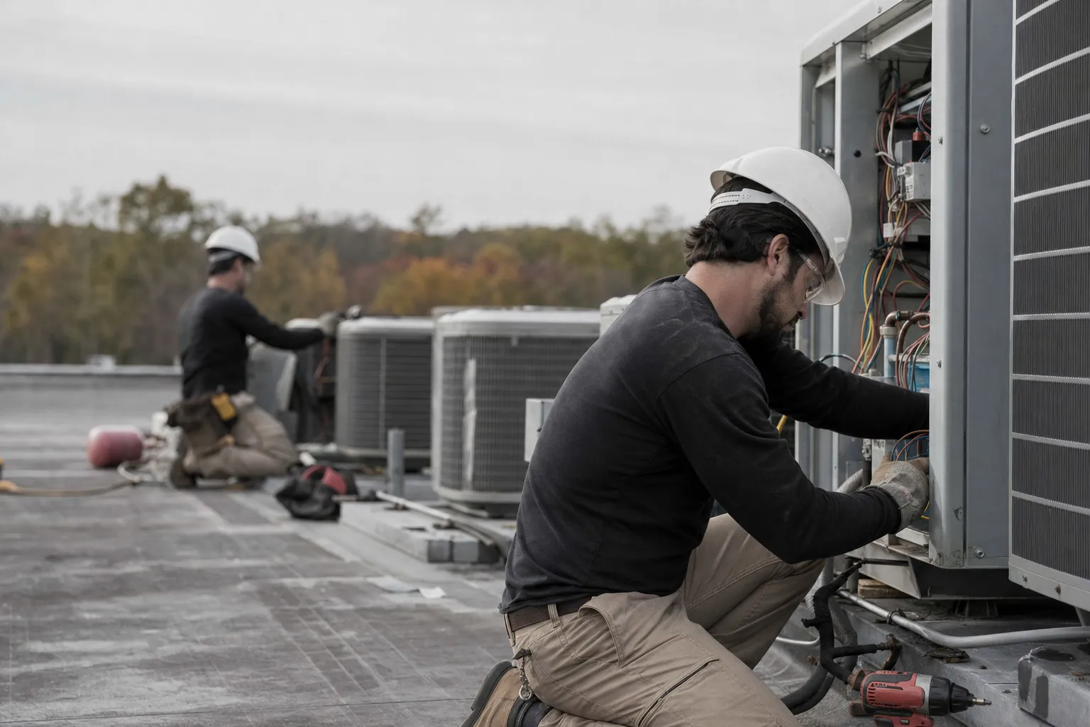 A skilled trades worker at work on a job site